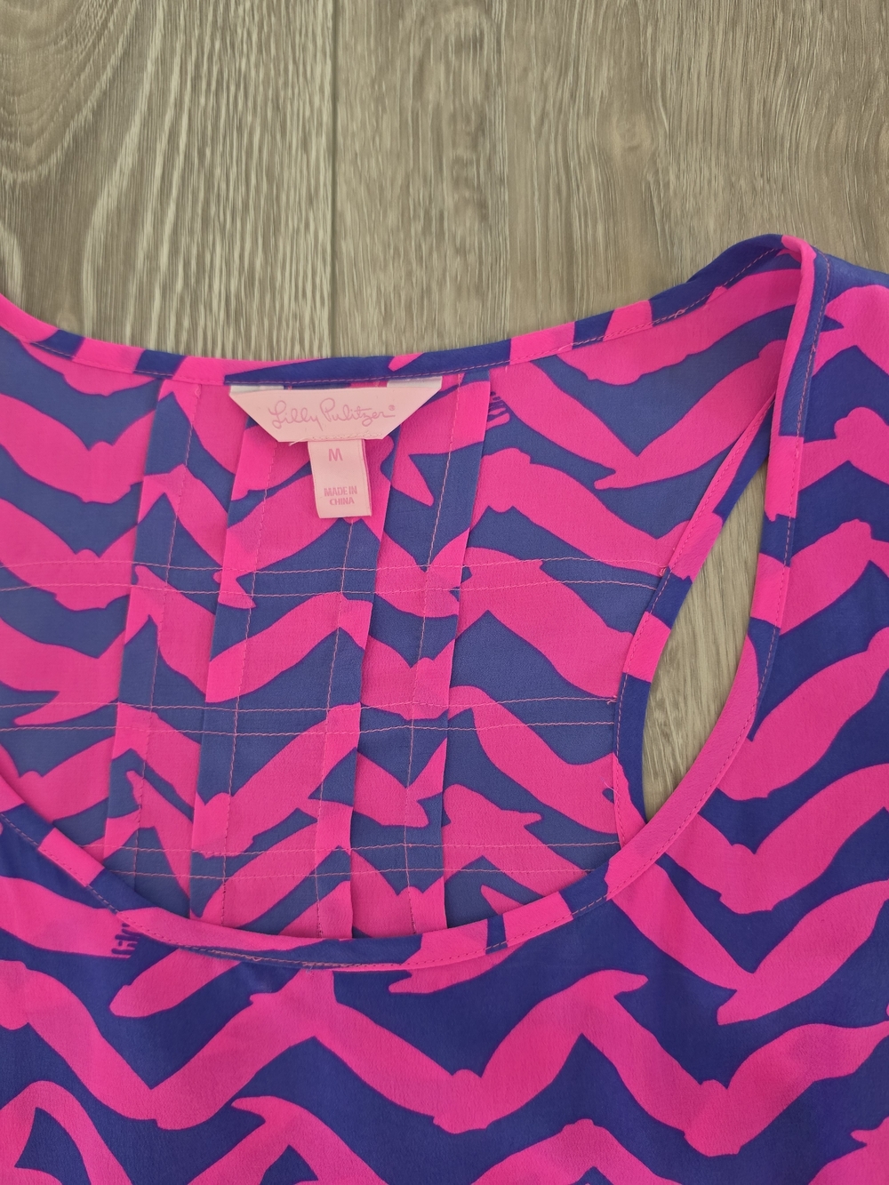 Lilly Pulitzer Hot Pink and Purple Zigzag Scoop Neck Silk Tank - Picture 2 of 7